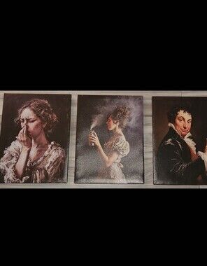 3 PAINURA Funny Bathroom Wall Art Set Humorous Portraits on Canvas 12" X 15.75"